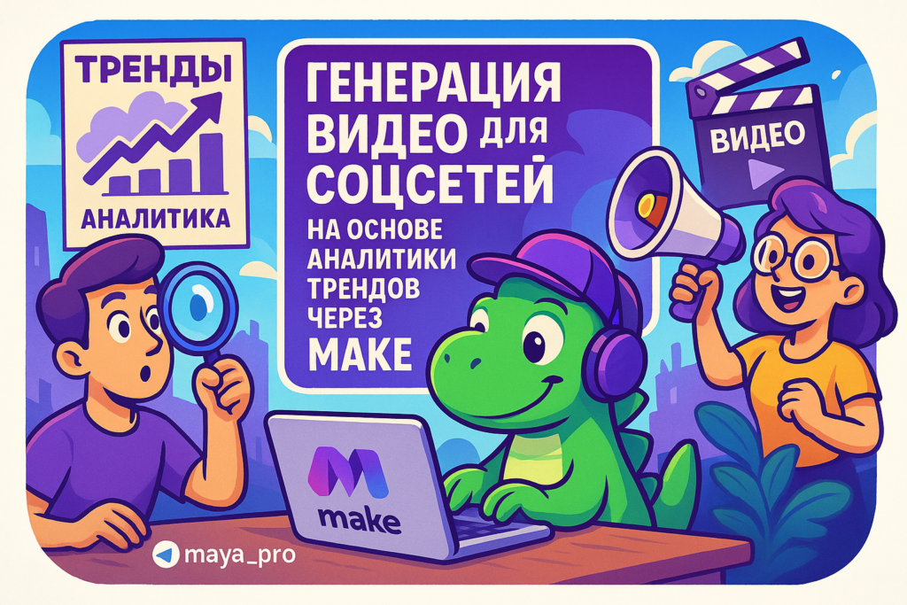 Генерация видео для соцсетей: как автоматизировать создание контента с помощью Make.com и трендовой аналитики