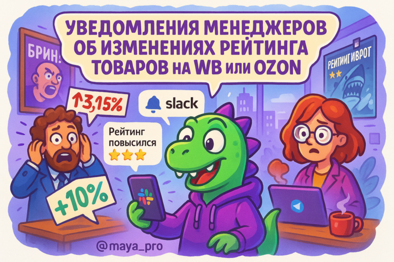 Автоматизация уведомлений об изменениях рейтинга товаров на Wildberries и Ozon: простая инструкция для успеха вашего бизнеса через Make.com и Slack