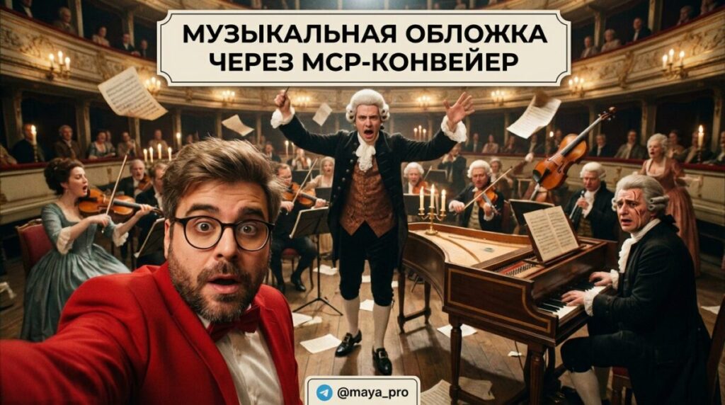 Музыкальная обложка альбома созданная через MCP-конвейер