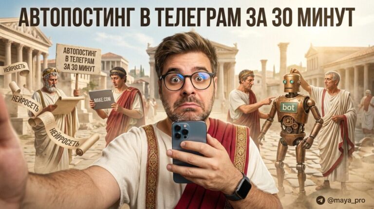 Автопостинг в Телеграм с Make.com и нейросетью