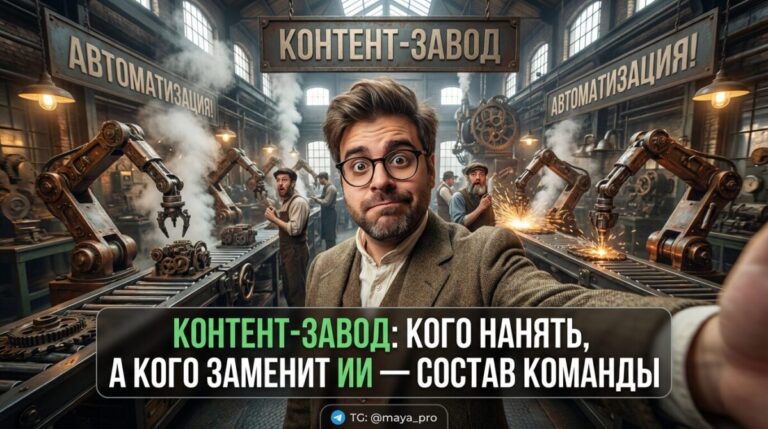 Схема команды контент-завода: распределение ролей между людьми и искусственным интеллектом