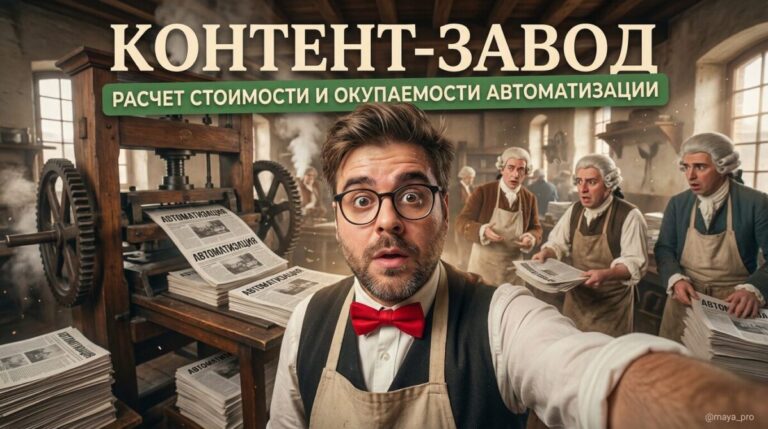 Схема расчета ROI и стоимости внедрения автоматизации производства контента