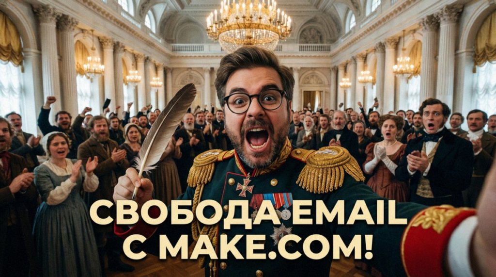 Схема работы контент-завода для email-рассылок на базе ИИ и платформы Make.com