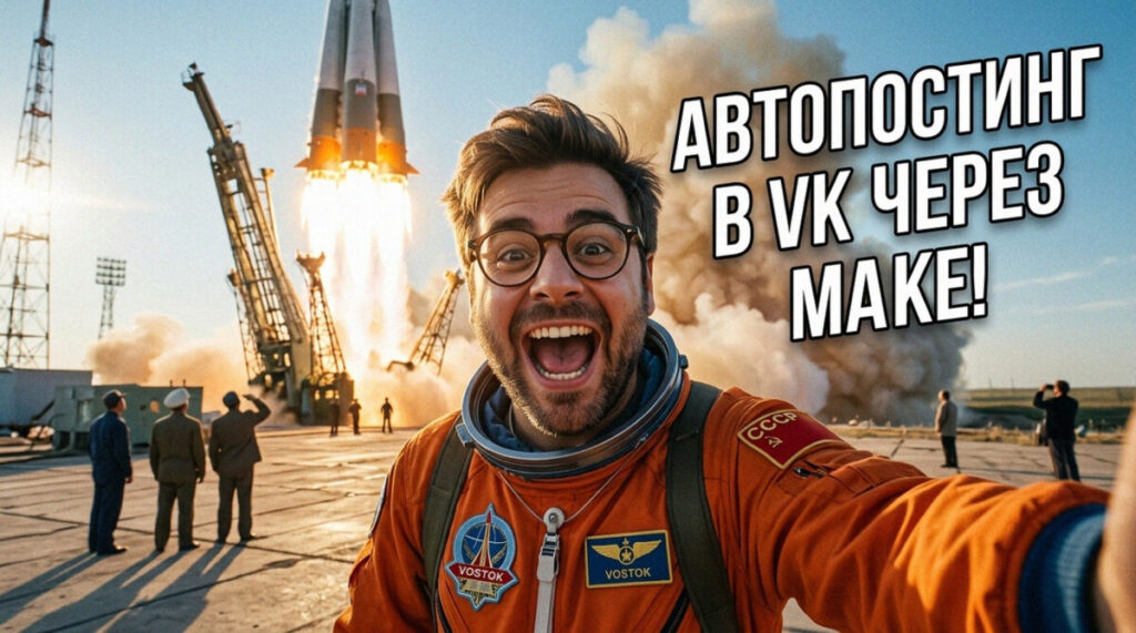 Схема автоматического автопостинга в ВКонтакте и Telegram с использованием нейросетей и сервиса Make