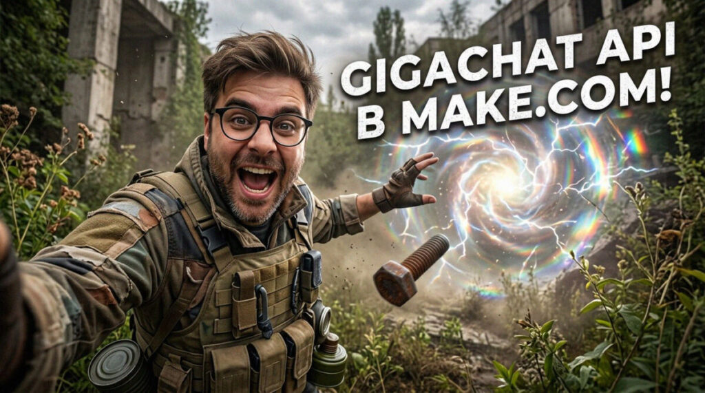 Схема подключения GigaChat API к платформе Make.com для автоматизации