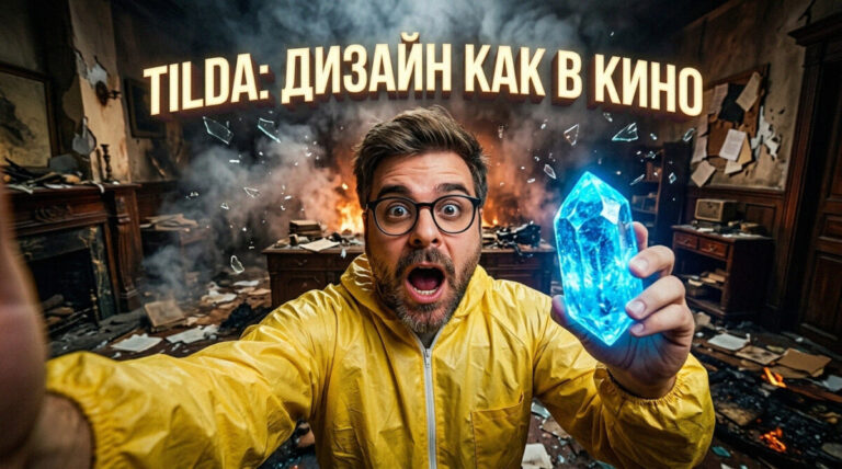 Интерфейс редактора Tilda показывающий процесс генерации дизайна для блока обложки