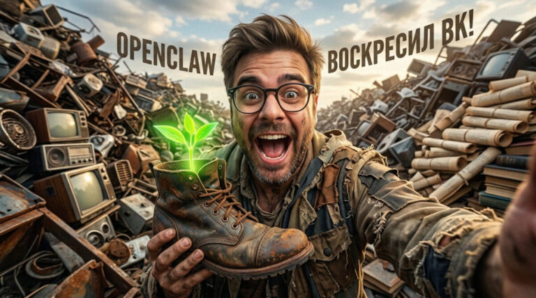 Схема автоматического постинга во ВКонтакте с использованием нейросетей OpenClaw и HeyGen