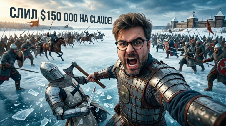 Иллюстрация расходов 150 000 долларов на нейросеть Claude контент-заводом