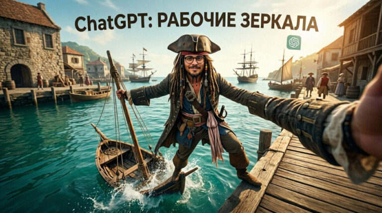Интерфейс ChatGPT с доступными рабочими зеркалами и безопасной загрузкой
