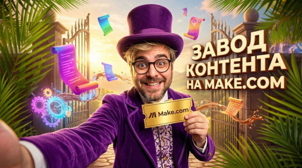 Схема автоматизации создания контента с помощью ИИ-завода на платформе Make.com