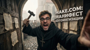 Интерфейс платформы Make.com для настройки сценариев автоматизации без использования кода