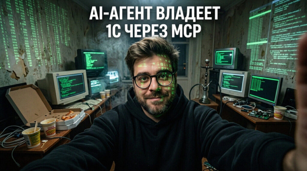 Схема взаимодействия MCP сервера с системой 1С для передачи производственных данных AI-агенту