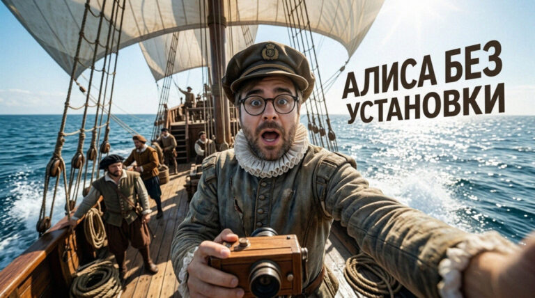 Интерфейс нейросети Алиса открытый в окне веб-браузера без установки