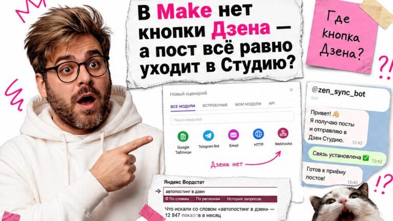 Как настроить автопостинг в Яндекс Дзен через Make.com: пошаговая инструкция для новичка