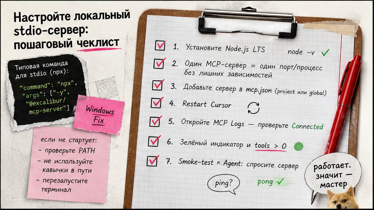 Чеклист настройки локального stdio MCP-сервера в Cursor