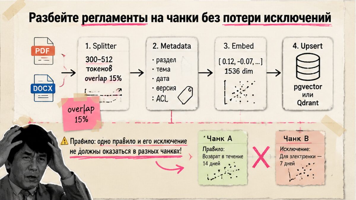Workflow чанкинга: PDF в чанки без потери исключений