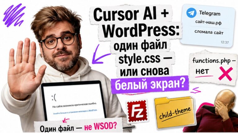 Как править сайт на WordPress в Cursor AI без программирования и WSOD?