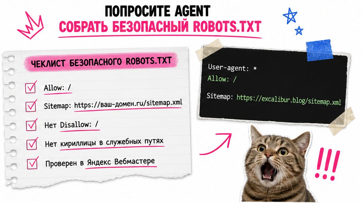 Чеклист безопасного robots.txt перед деплоем: Allow, Sitemap, без глобального Disallow