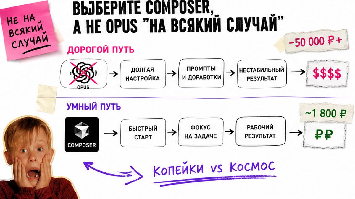 Схема выбора: Composer 2.5 против Opus на всякий случай