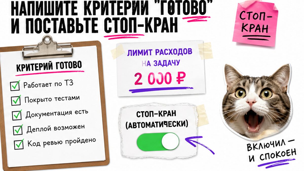 Чеклист: критерий готово и стоп-кран на бюджет