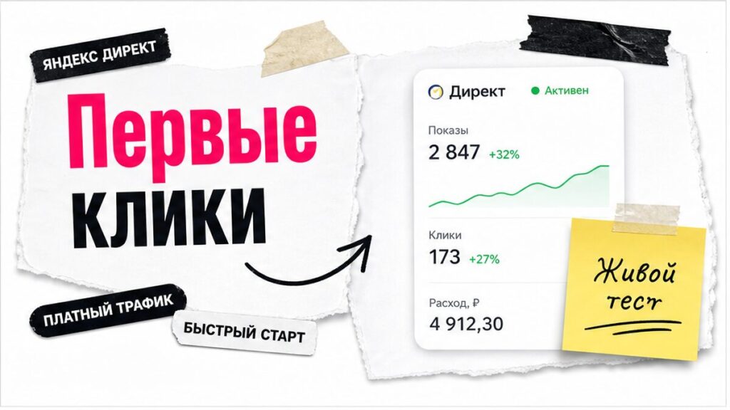 Иллюстрация: первые клики из Яндекс Директа на живой сайт