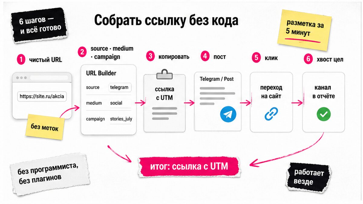 Схема: как собрать ссылку с UTM без кода