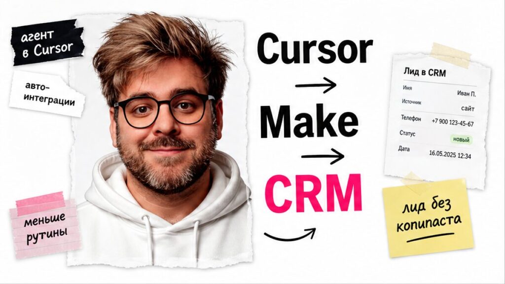 Иллюстрация: субагент Cursor передаёт лид в CRM через Make