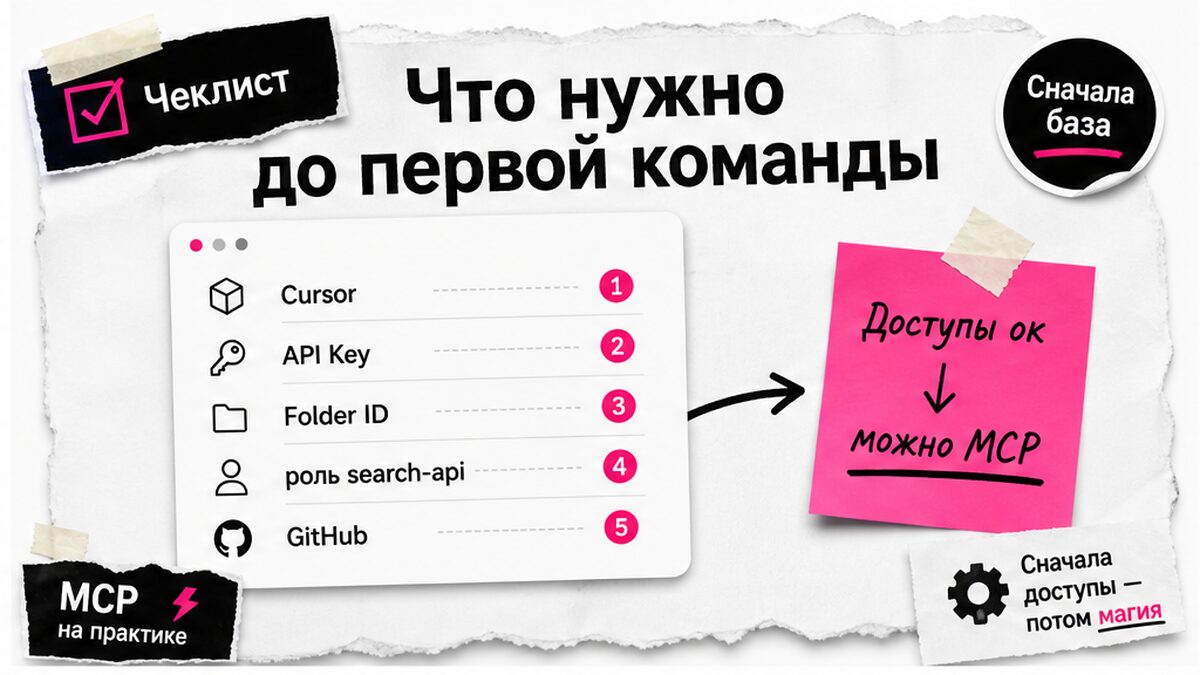 Чеклист доступов до первой команды: Cursor, Яндекс API, GitHub