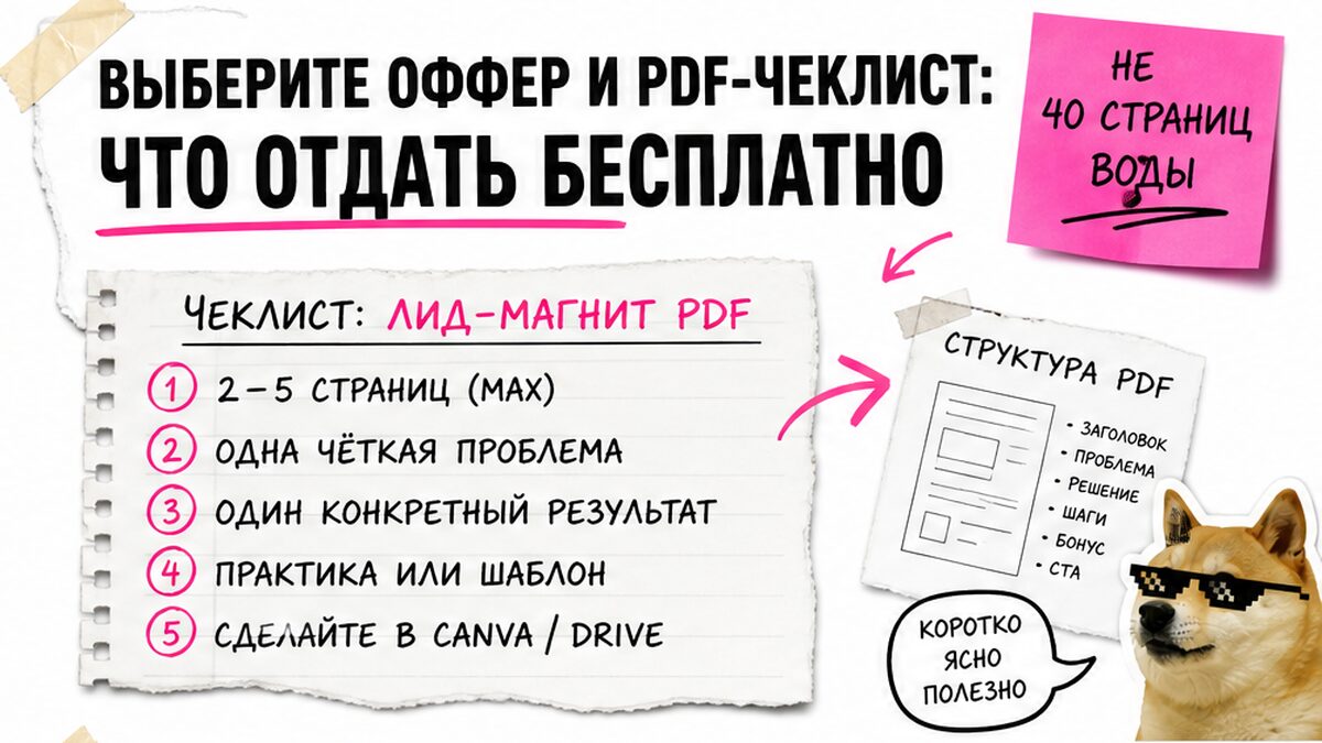 Чеклист выбора оффера для лид-магнита: что отдать бесплатно в PDF за email