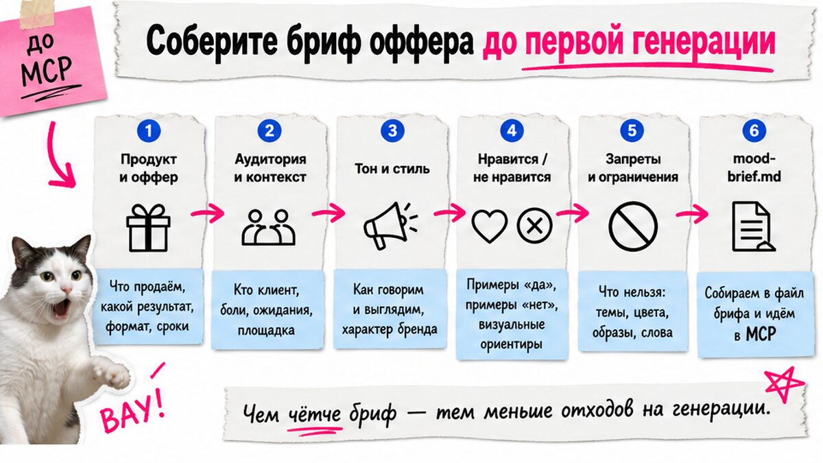 Схема брифа оффера: 6 шагов до первой генерации мудборда