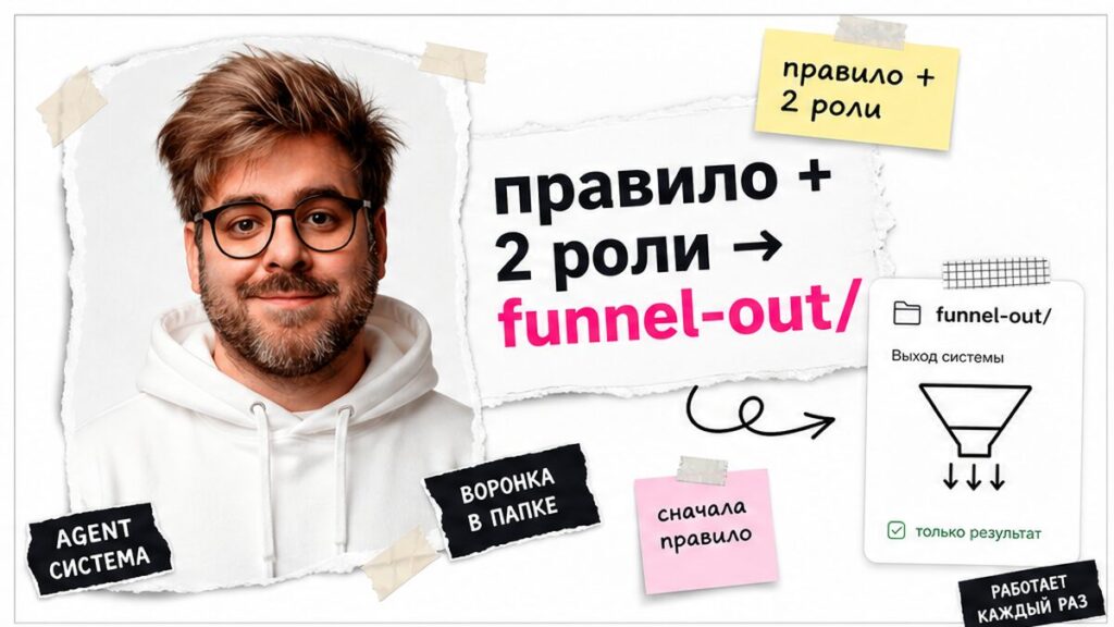 Иллюстрация: правило Cursor и два субагента пишут результат в funnel-out