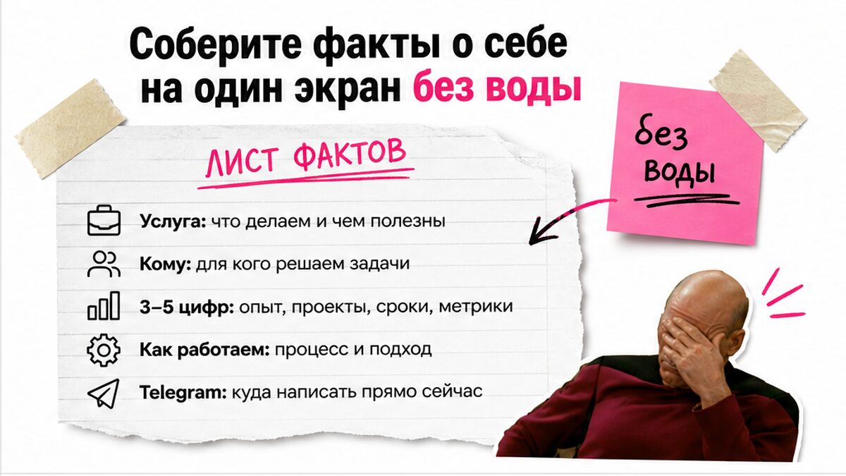 Инфографика: лист фактов для страницы «О компании» на один экран