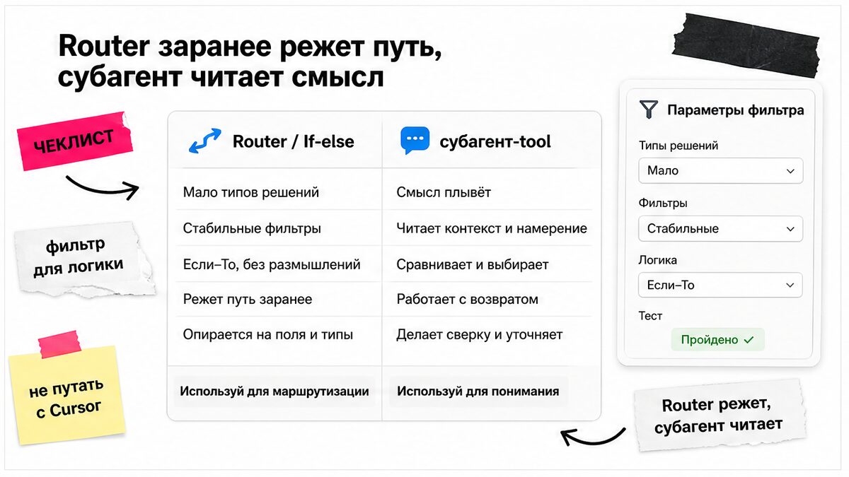 Чеклист: когда Router, а когда субагент по смыслу заявки