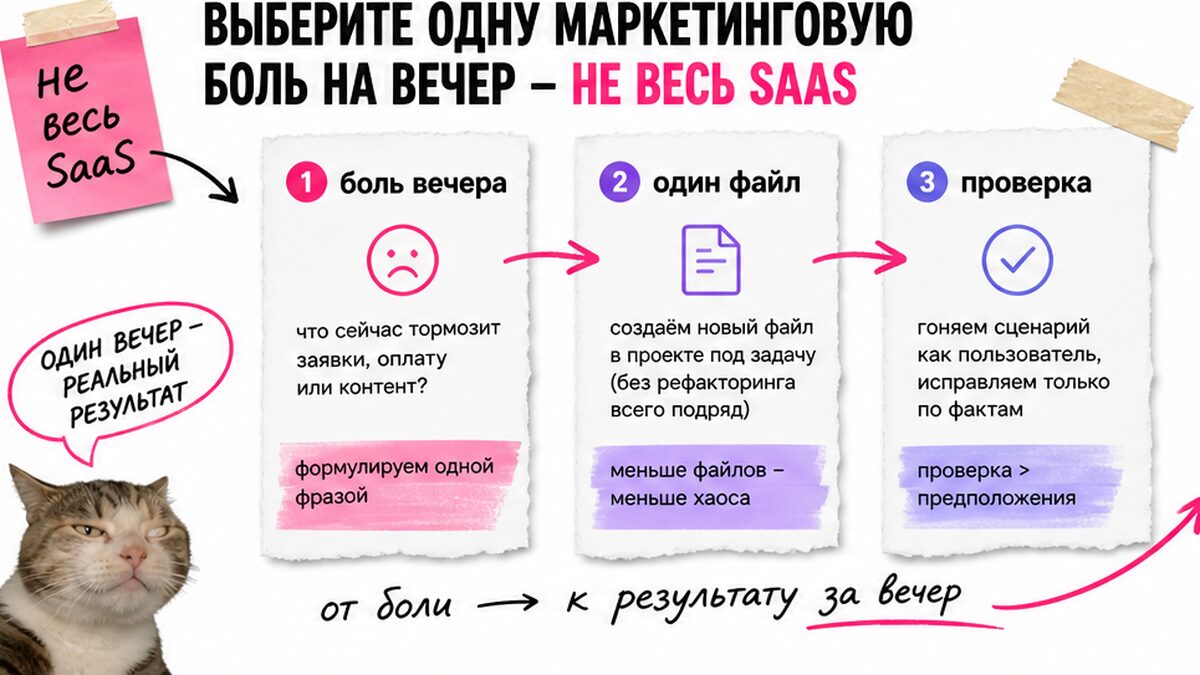 Схема: одна маркетинговая боль за вечер до готового файла