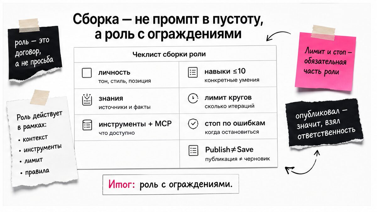 Чеклист сборки LoopAgent: роль, навыки, лимиты и Publish