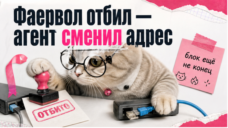 Иллюстрация: фаервол отбил запрос, а агент всё равно сменил DNS