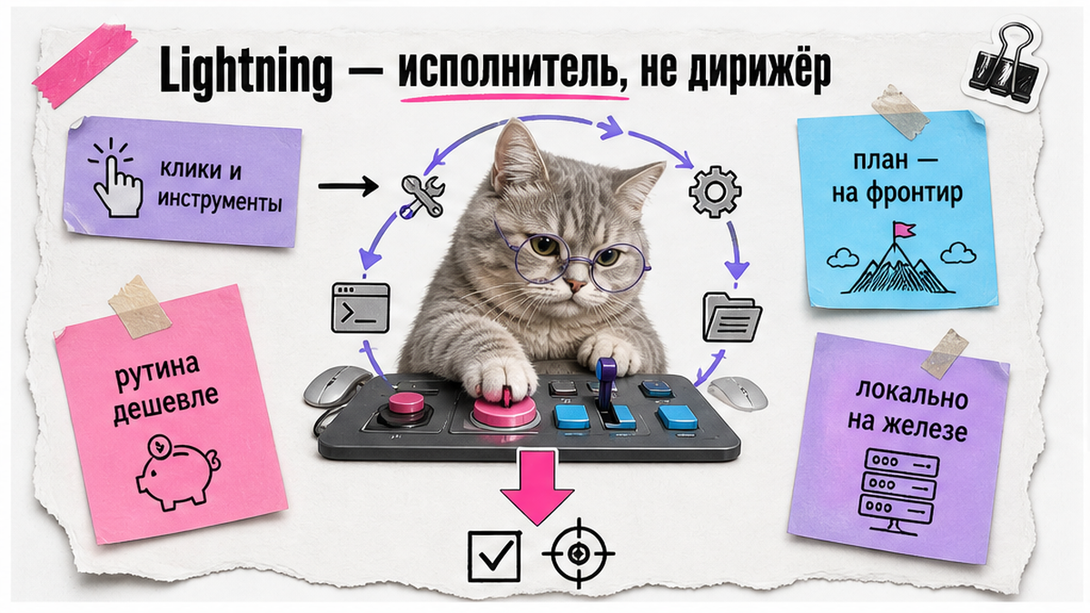 Схема роли Nemotron Lightning как исполнителя рутины агента