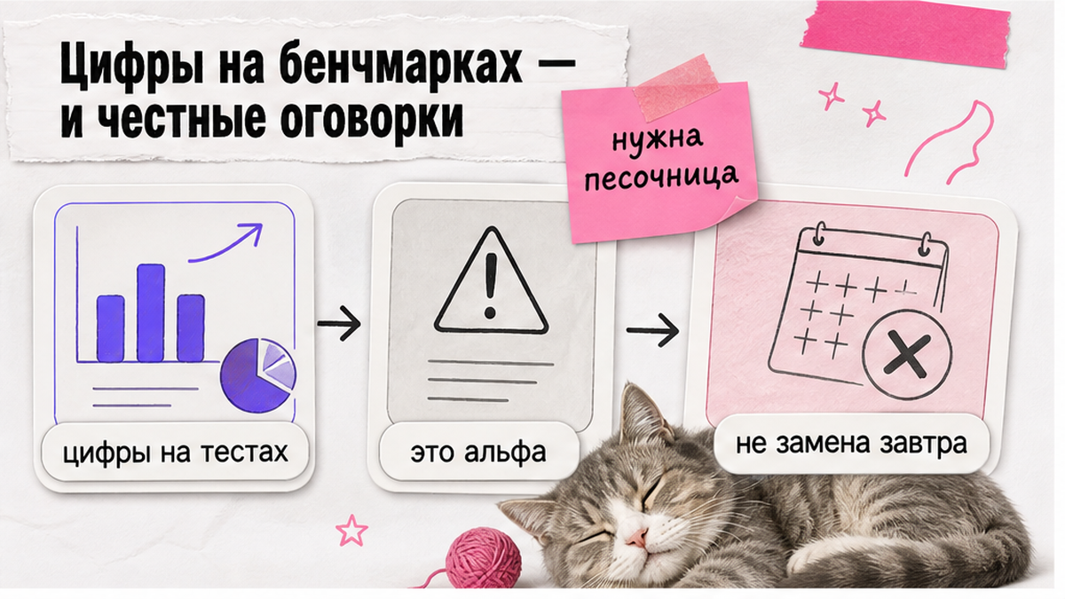 Карточка: цифры бенчмарков и оговорки про альфу