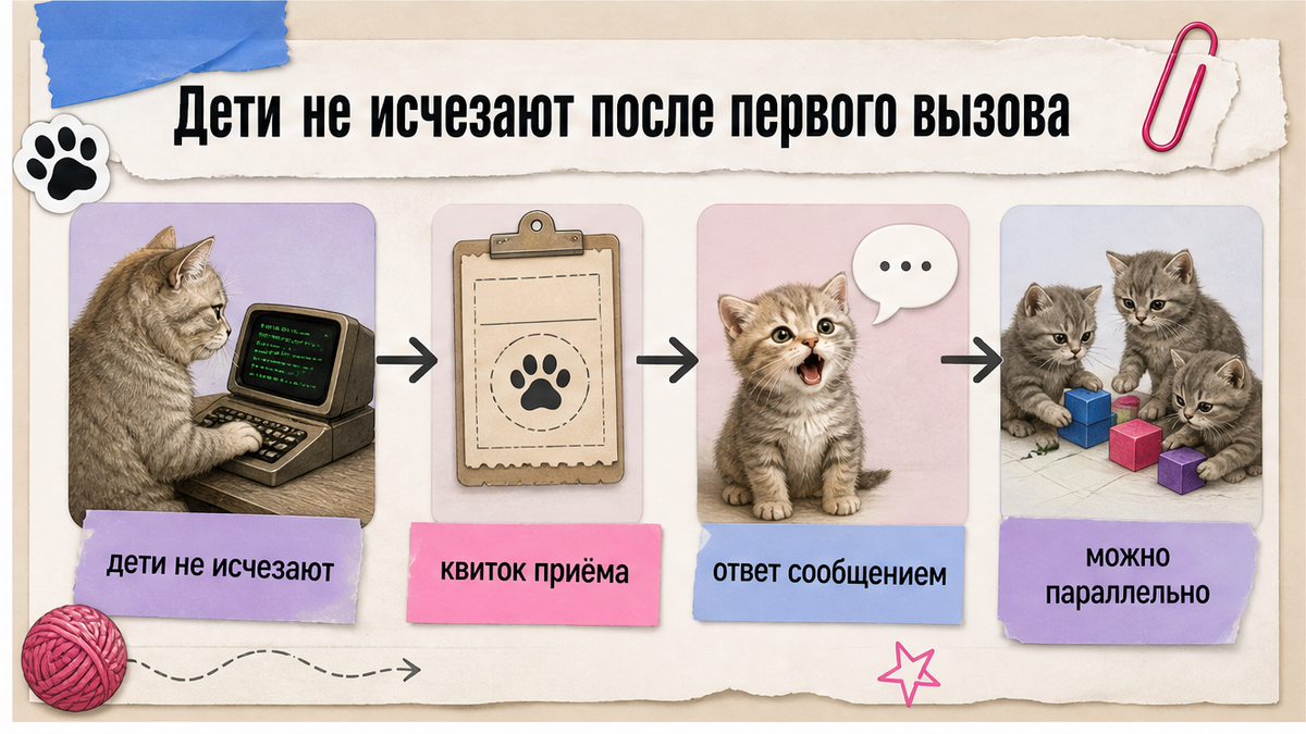 Схема: дети-субагенты остаются и отвечают сообщением