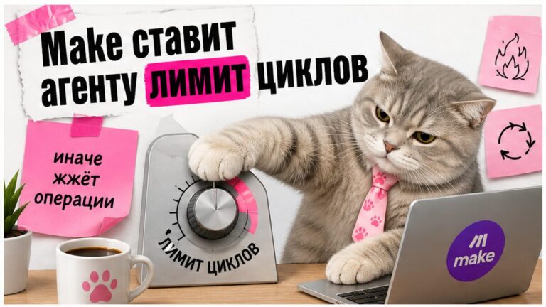 Иллюстрация: Make ставит агенту лимит циклов, чтобы не жечь операции