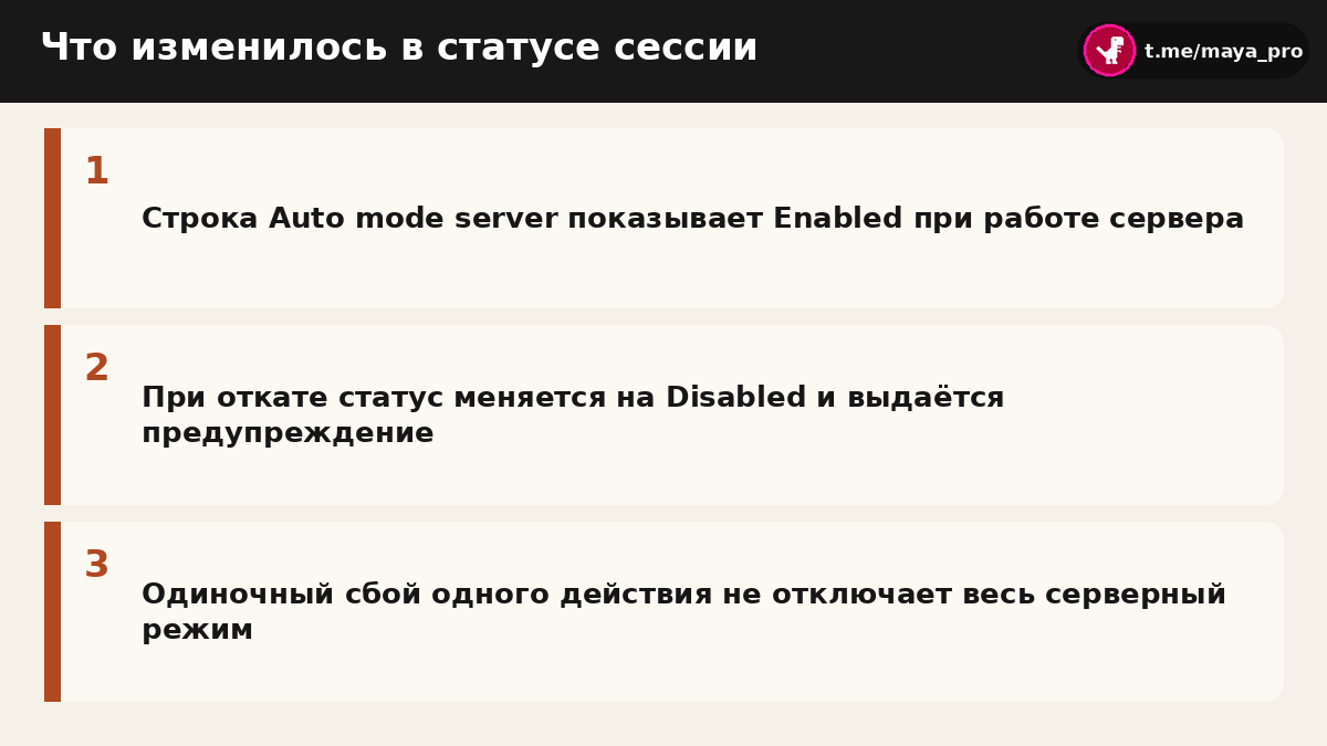 Индикатор статуса проверки авто-режима и логика обработки сбоев