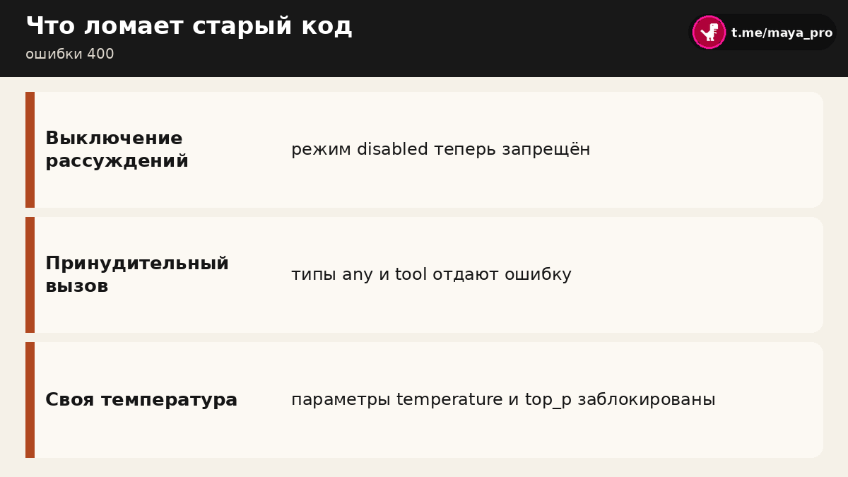 Главные несовместимости при переходе на новую версию модели