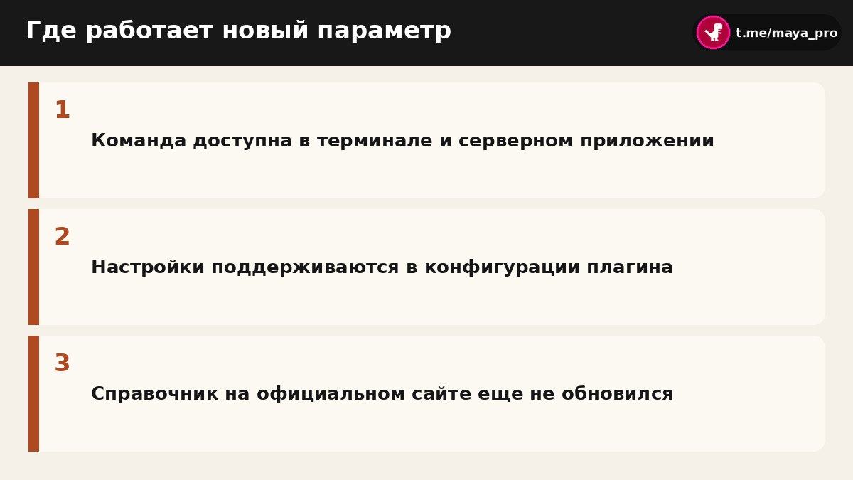 Схема поддержки параметра в приложениях и плагинах