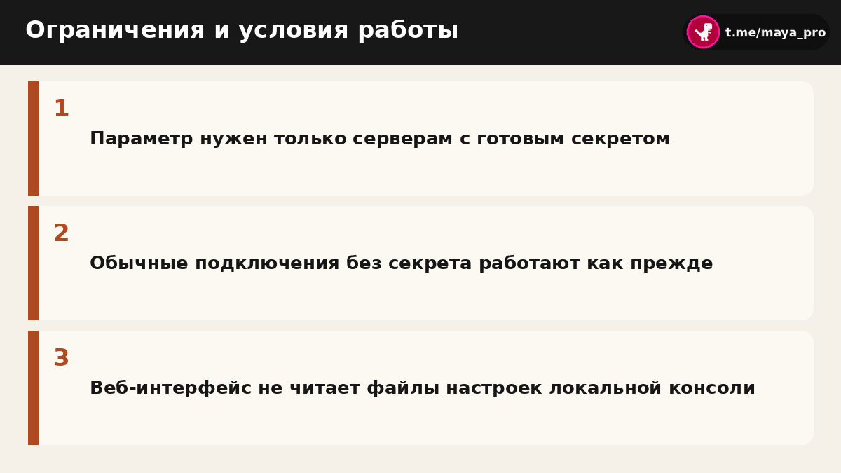 Схема ограничений и условий работы нового параметра