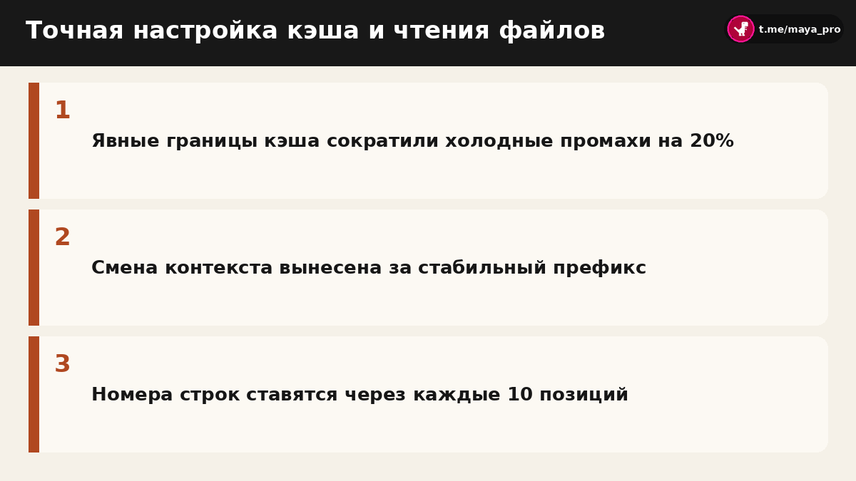 Схема явных границ кэша и оптимизации чтения файлов