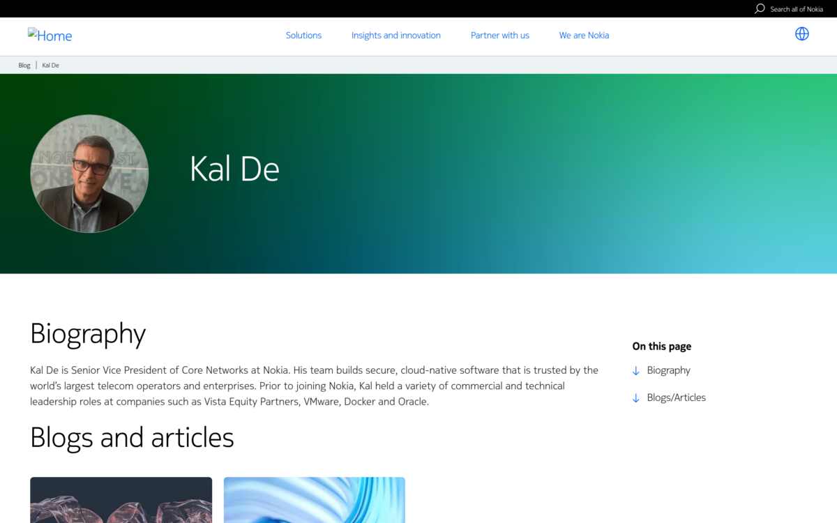 Страница Nokia: Кэл Де — старший вице-президент Core Networks
