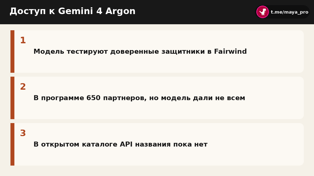 Схема доступа к модели Gemini 4 Argon через программу Fairwind