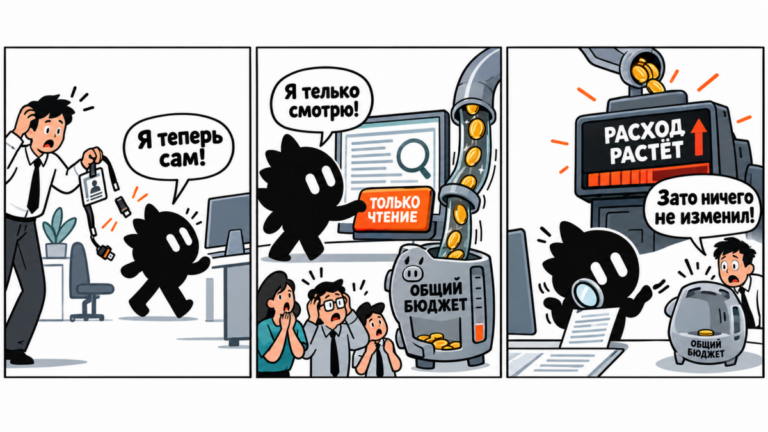 Иллюстрация: серверный агент GitHub Copilot подключается к общему счёту организации без входа сотрудника под часовым таймером