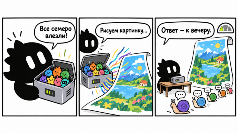 Компактный офисный сервер DGX Spark со сценариями n8n, где генерация изображения задерживает очередь текстовых ответов команде